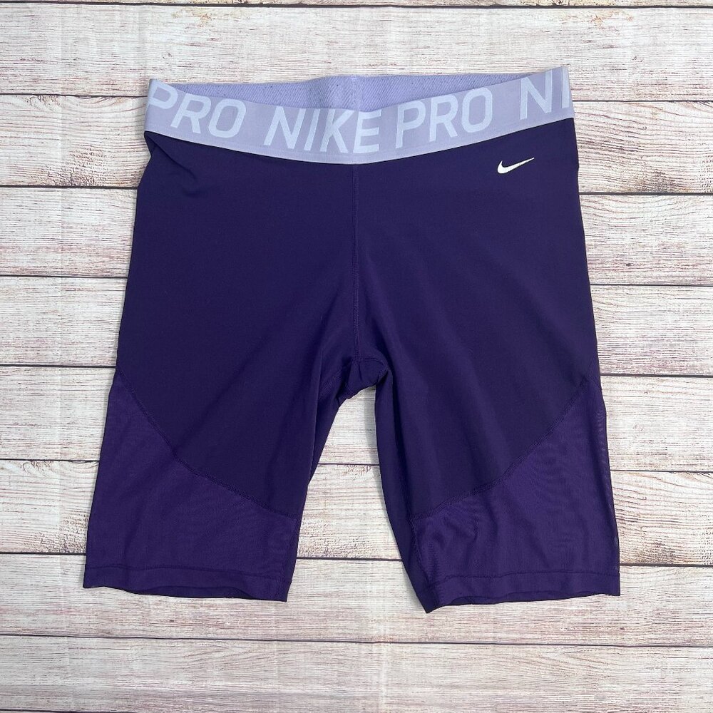 Nike Purple Pro Athletic Shorts with Light Gray Waistband